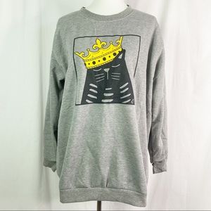 Black Cats Rule Cat Lady Grey Sweatshirt XL NEW
